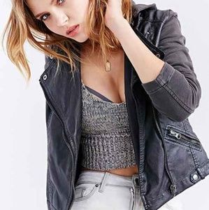 Vegan leather Moto jacket- Silence + Noise